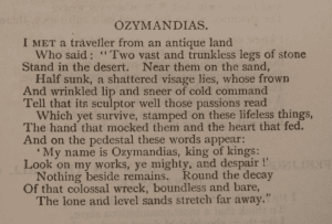 Percy Shelly;s Ozymandias