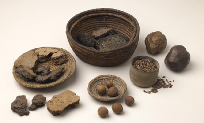 Bread, fruit, and grain from tombs of the New Kingdom, dating back to around 1400 BC
