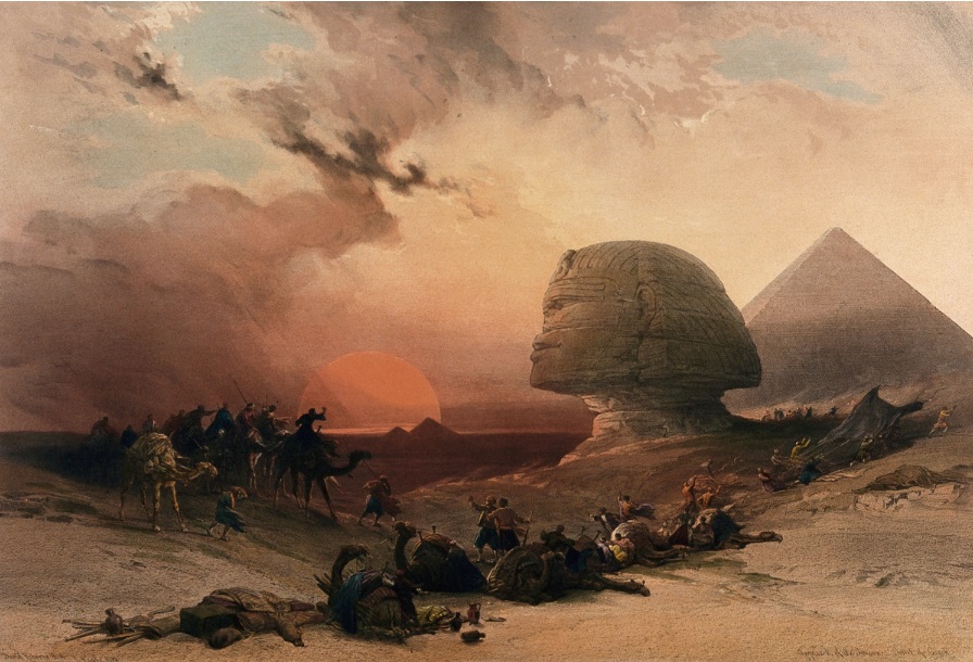 19th Century Painting of The Sphinx and the great pyramid